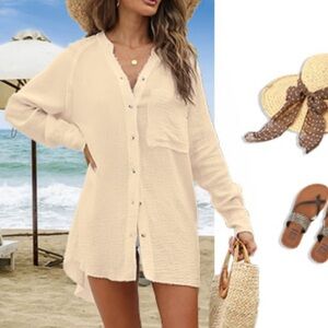 Sucolan Women's Swim Cover Up Button Down Shirts for Women new 🆕